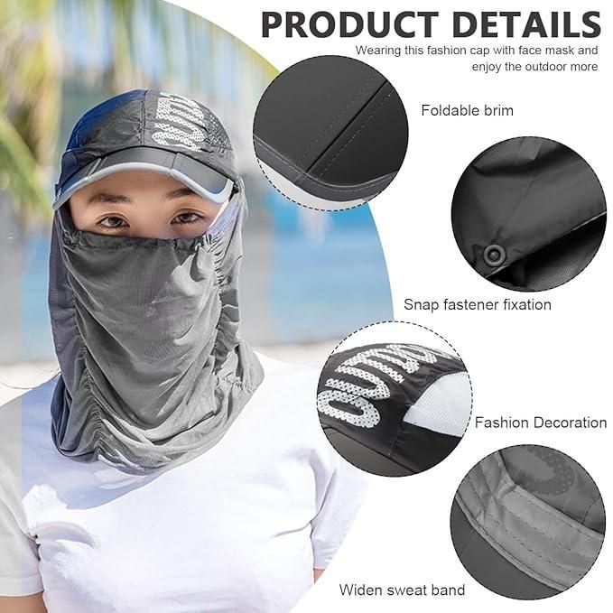 ChicShield™ Sun Cap with Detachable Face Mask – Summer-Ready Elegance for Stylish Women
