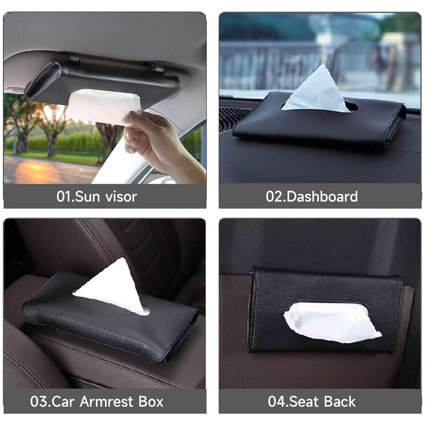 Automobile Car Sunshade Paper Towel Box - Stylish Faux Leather Car Accessory