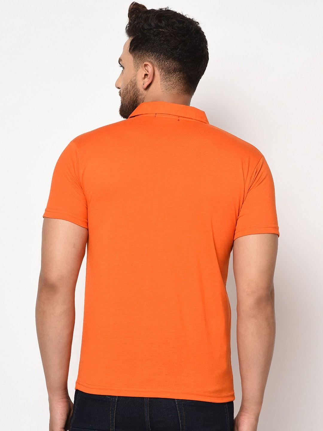 : Stylish Orange Cotton Blend Men's Polo T-Shirt – Perfect for Every Occasion