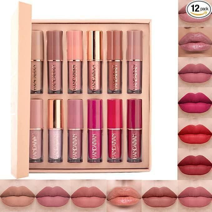 Velvet Matte Liquid Lipstick Set (12 Pcs) - Long-Lasting, Smudge-Proof, Waterproof, Multicolor Collection
