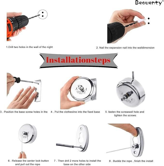 Premium Stainless Steel Retractable Clothesline – Strong, Space-Saving Drying Solution (280cm Length)