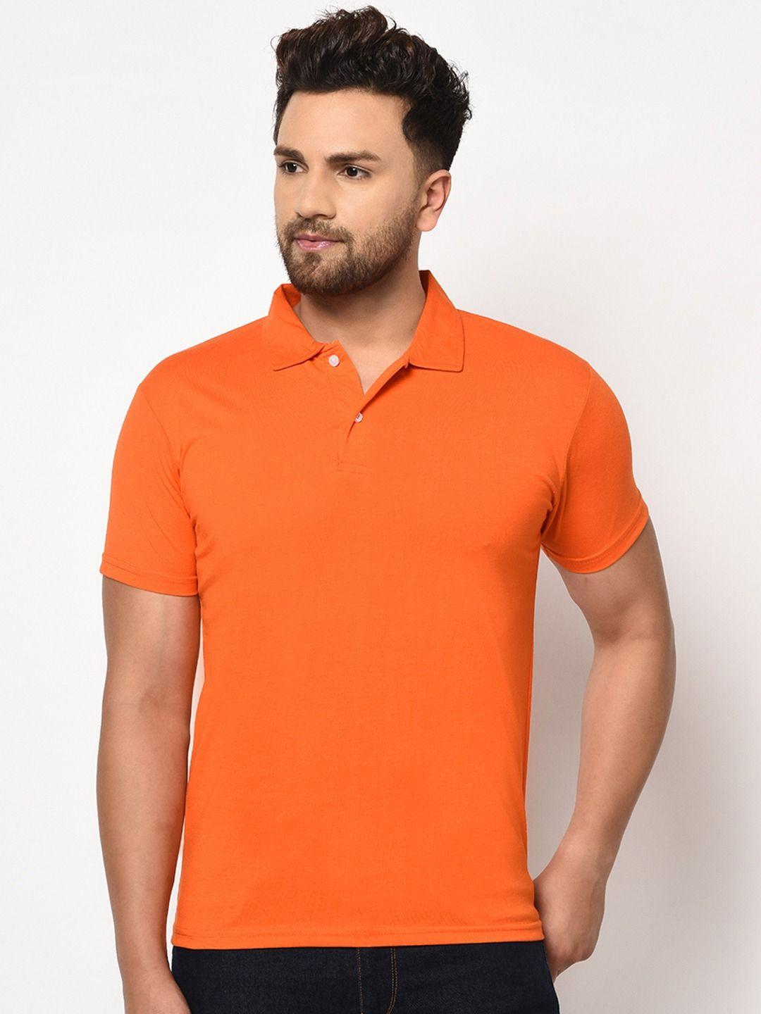 : Stylish Orange Cotton Blend Men's Polo T-Shirt – Perfect for Every Occasion