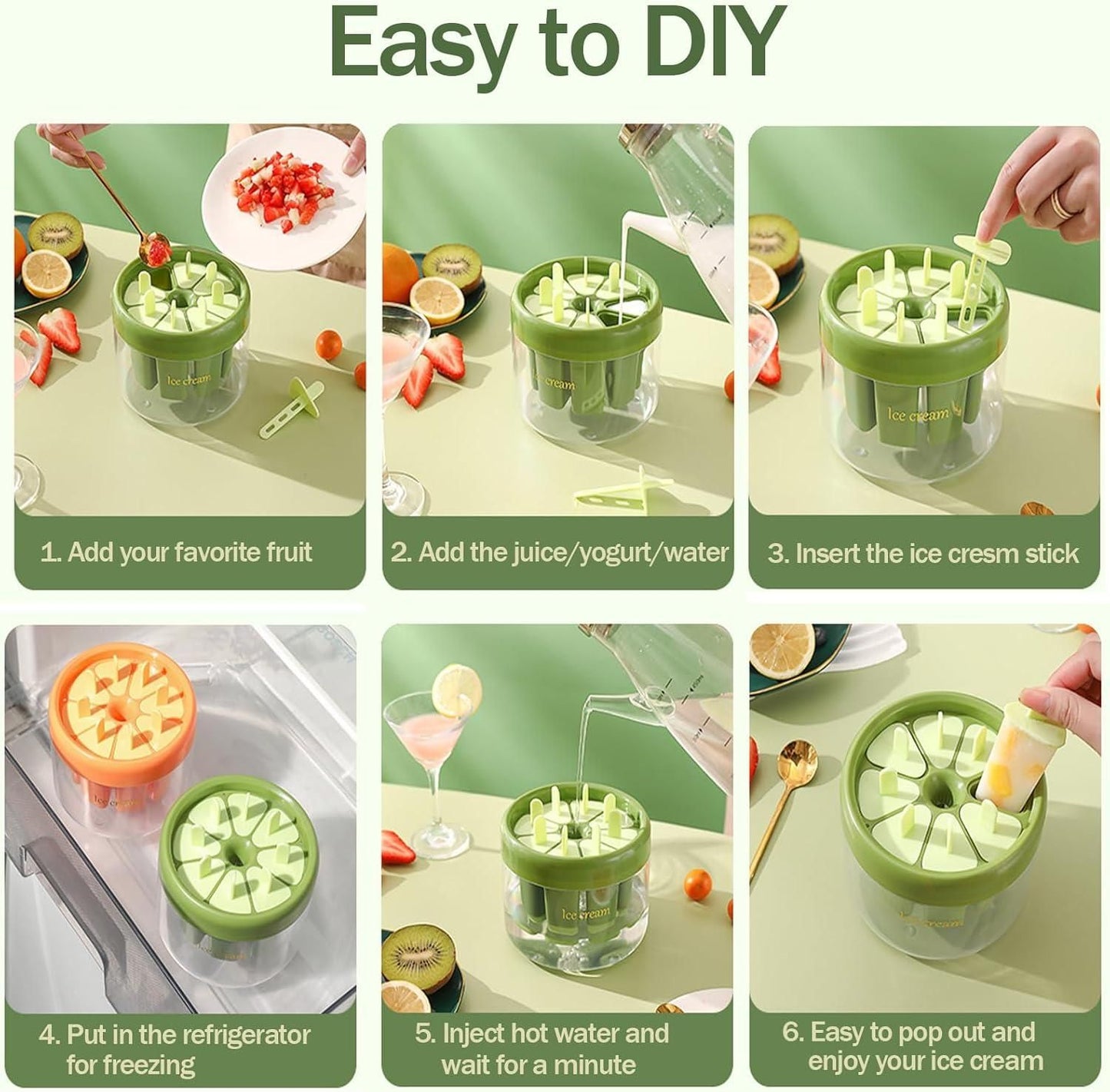 DIY Reusable 8-Piece Ice Pop Mould – Create Healthy, Delicious Treats at Home