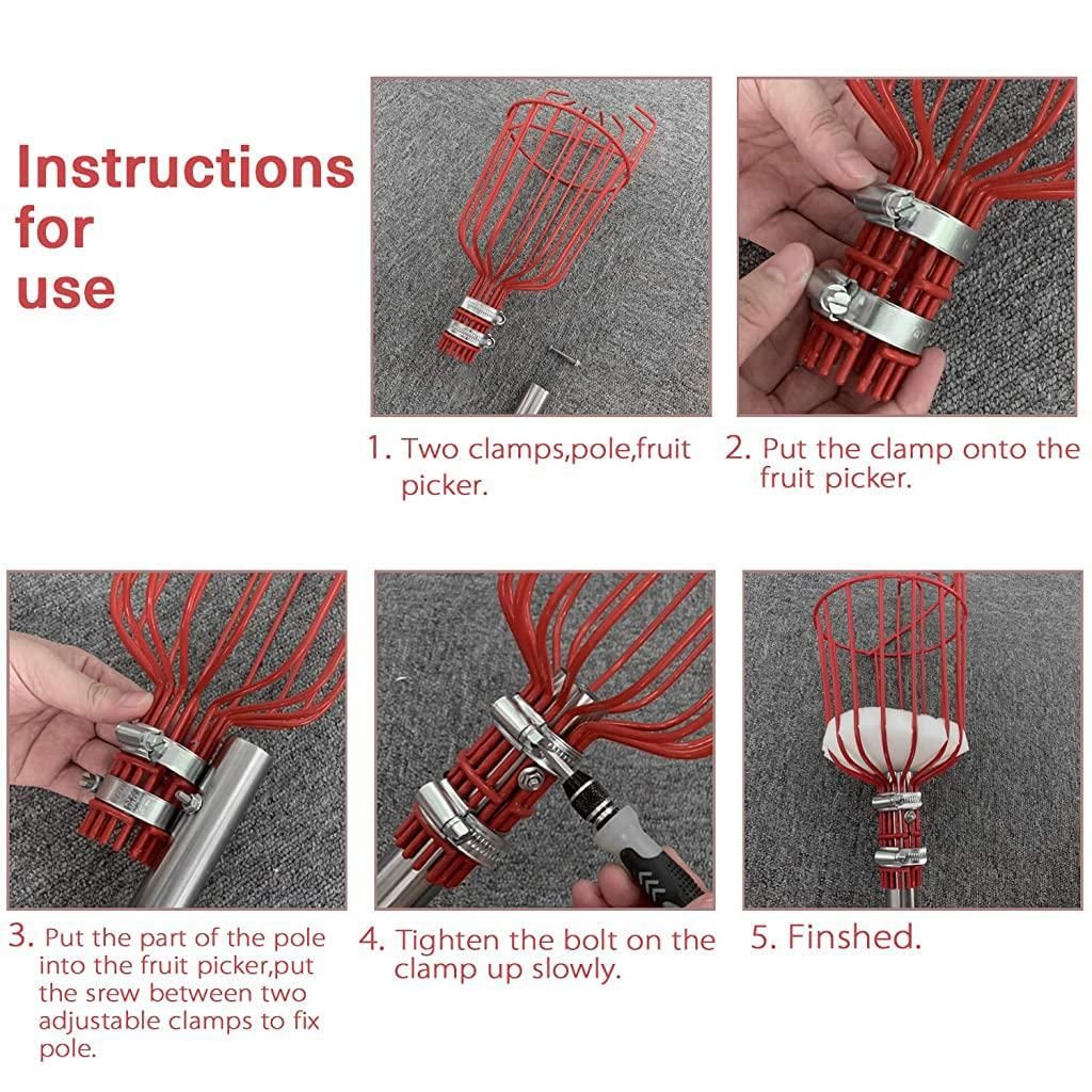 Pro-Grade Fruit Picker with Basket – Effortless Harvesting Tool for Apple, Mango, Orange & More