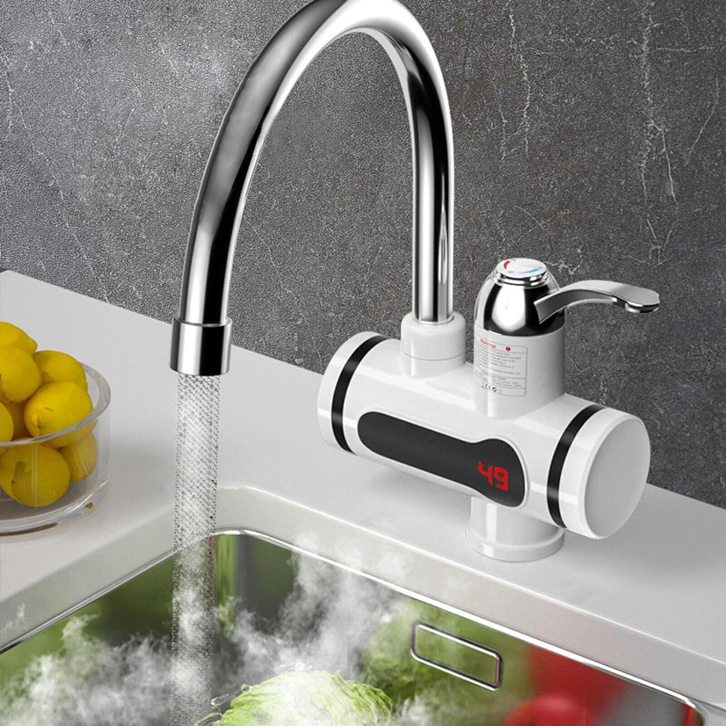 InstantFlow Tankless Electric Hot Water Faucet – Digital Display | 3000W Rapid Heating for Kitchen & Bathroom