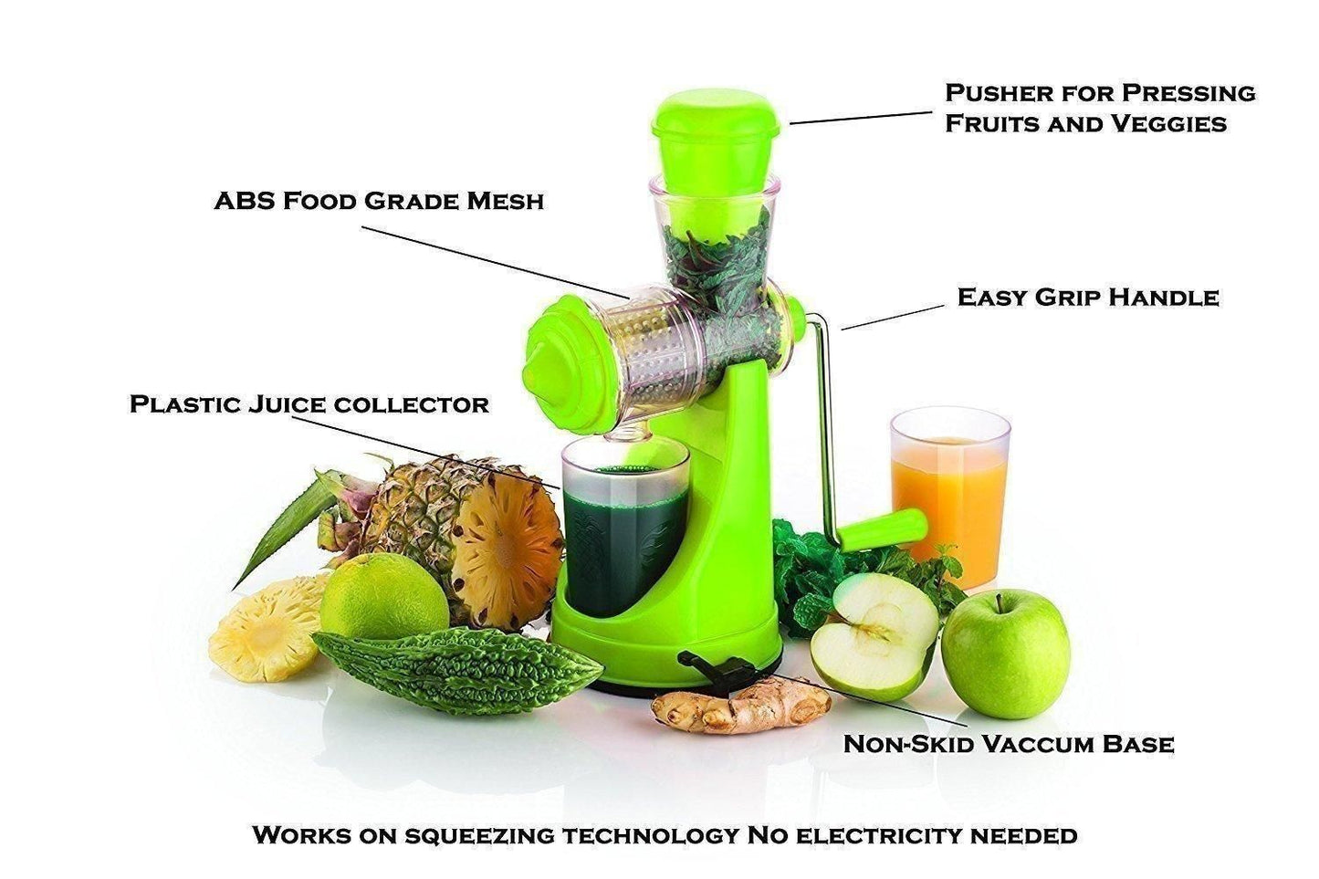 PEXON Premium Manual Fruit & Vegetable Juicer – BPA-Free, Easy-Clean, Multicolor