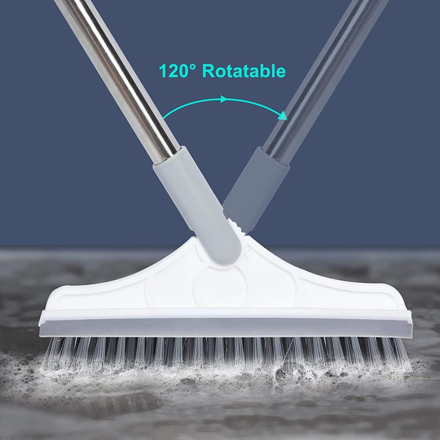 Bathroom Tiles Cleaner Brush with Long Handle - 120° Rotating Floor Cleaning Brush