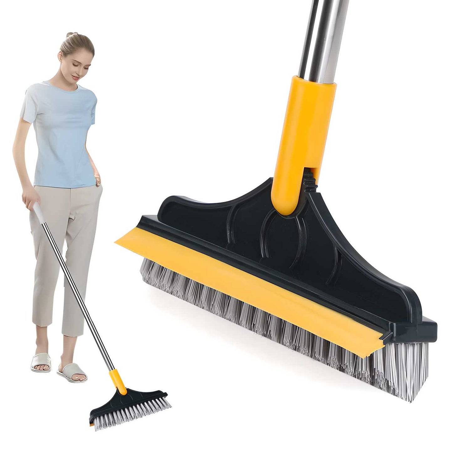 Bathroom Tiles Cleaner Brush with Long Handle - 120° Rotating Floor Cleaning Brush