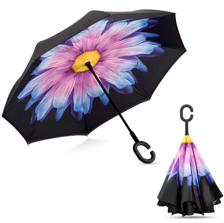 Revolutionary Double-Layer Waterproof Umbrella with C-Shape Handle – Windproof, Hands-Free, Travel-Ready