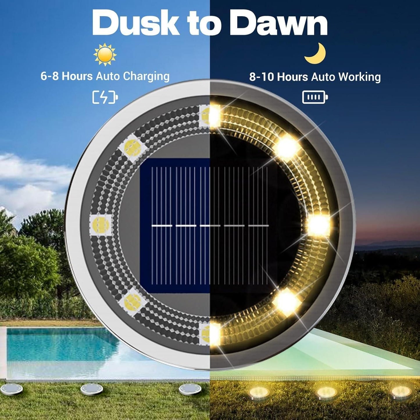 Solar Waterproof Ground Lights (Pack of 4) - Illuminate Your Outdoors with Solar Power