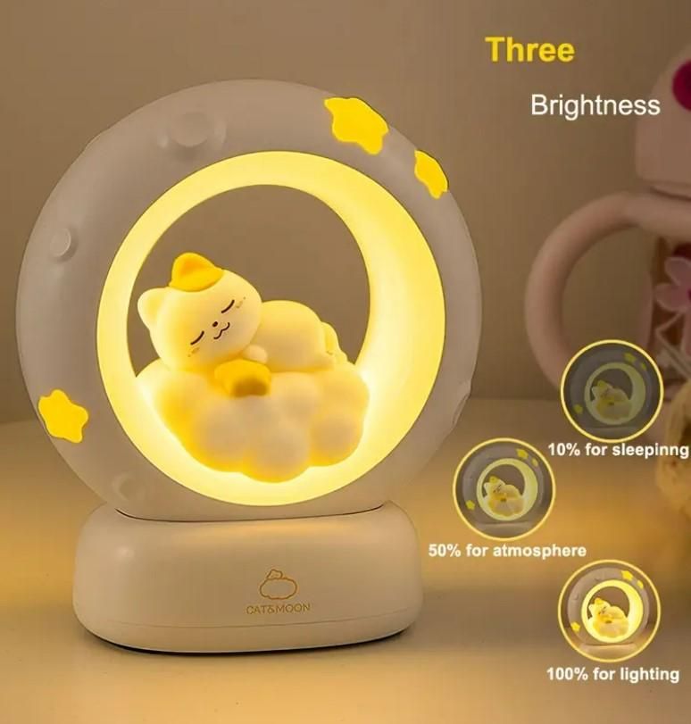Adorable Sleeping Cat LED Night Lamp – Soft Glow & Touch Control (1 Pc)