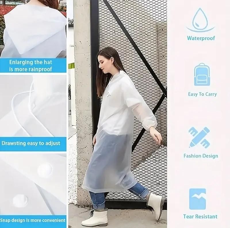 All-Weather Unisex Hooded Button Raincoat – Reusable, Stylish & Travel-Ready Protection for Adults