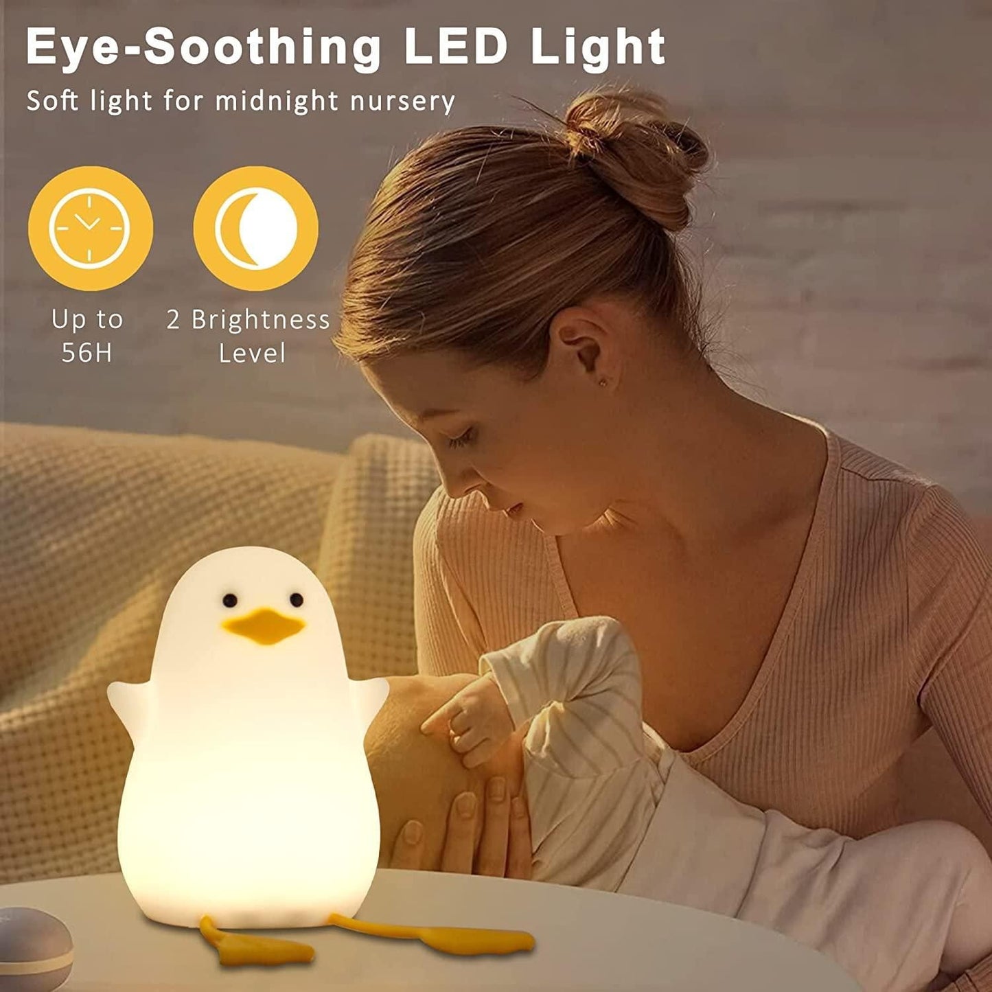 Adorable Duck Night Light Lamp – Soft Glow Touch Sensor Mood Light (Pack of 1)