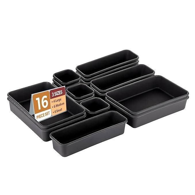8pcs Interlocking Desk Drawer Organizer Set – Versatile Plastic Storage Trays for Kitchen, Office & Bathroom