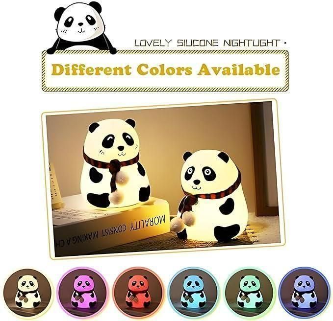 Cute Panda Light Lamp for Kids – Soft, Silicone LED Night Light, Touch-Control & 7 Color Options