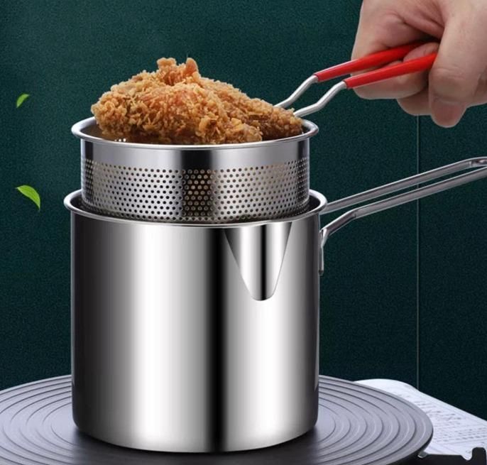 Premium Stainless Steel Deep Fryer Pot – Crispy Cooking Made Easy (20x20x15cm | 400g)