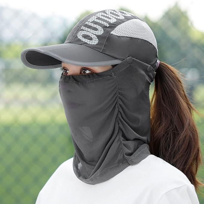 ChicShield™ Sun Cap with Detachable Face Mask – Summer-Ready Elegance for Stylish Women