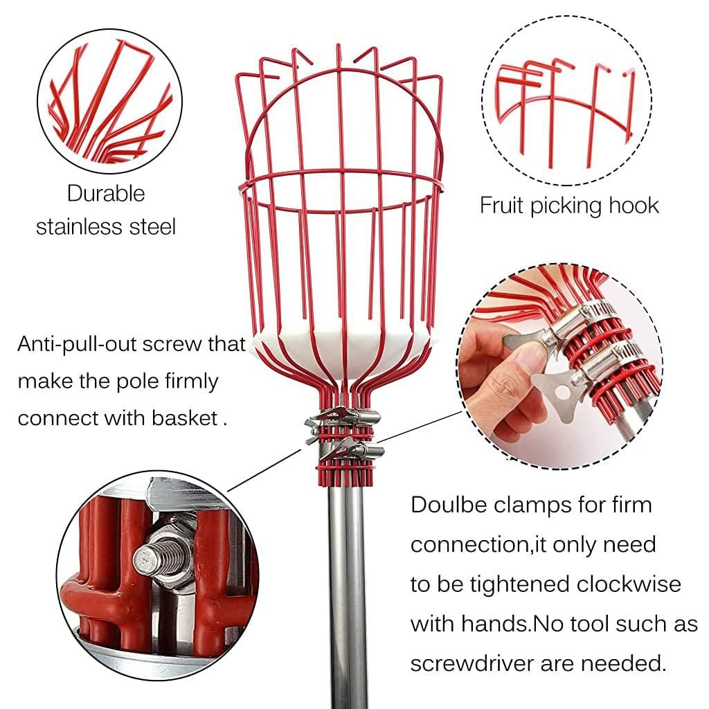 Pro-Grade Fruit Picker with Basket – Effortless Harvesting Tool for Apple, Mango, Orange & More