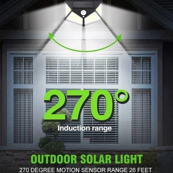 Bright Solar Wireless Security Motion Sensor Light – 100 LED 4-Sided Outdoor Night Guard