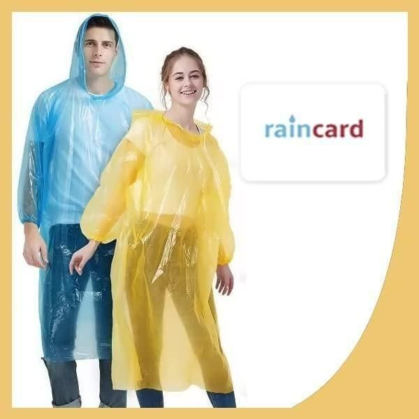 FULLY Reusable Wallet Rain Card – Pocket-Sized Emergency Raincoat for Adults (Set of 5, Multicolour)