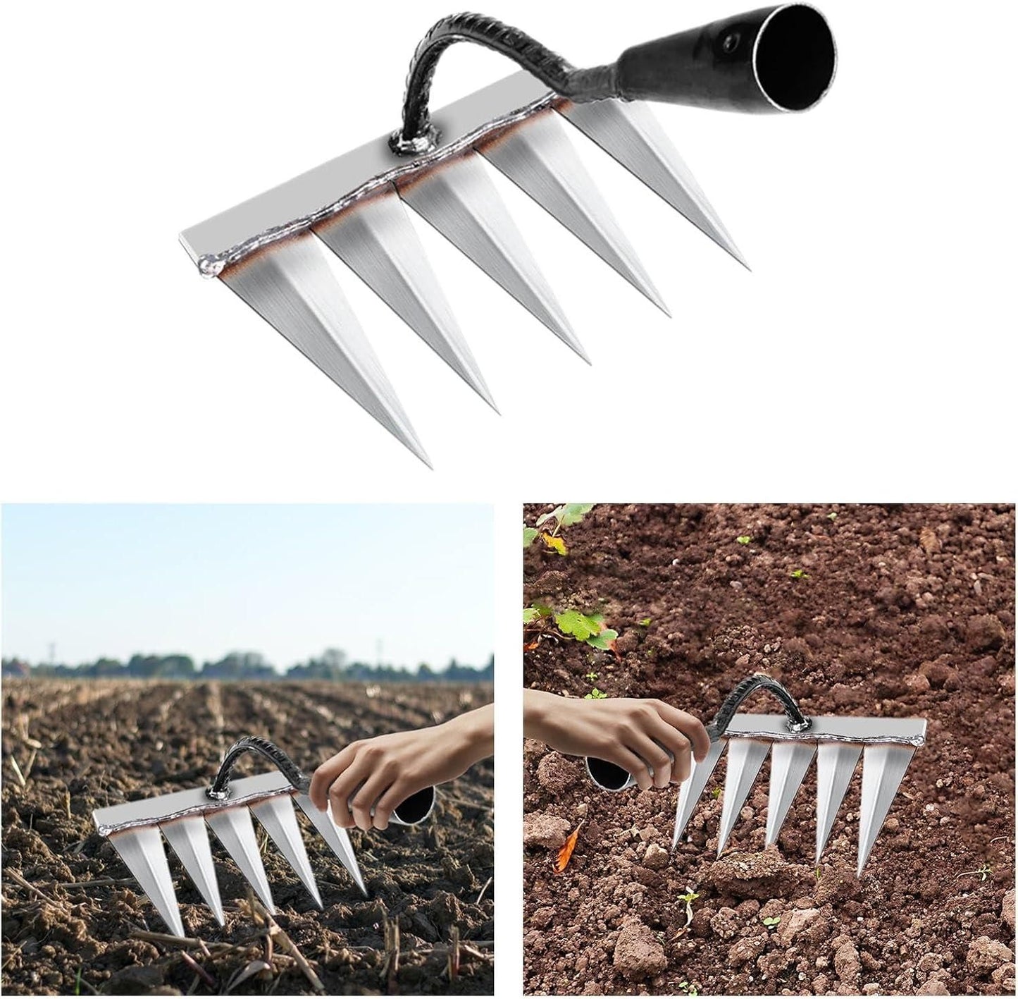 Premium 5 Teeth Carbon Steel Garden Weeding Tool – Effortless Soil Care & Weed Removal