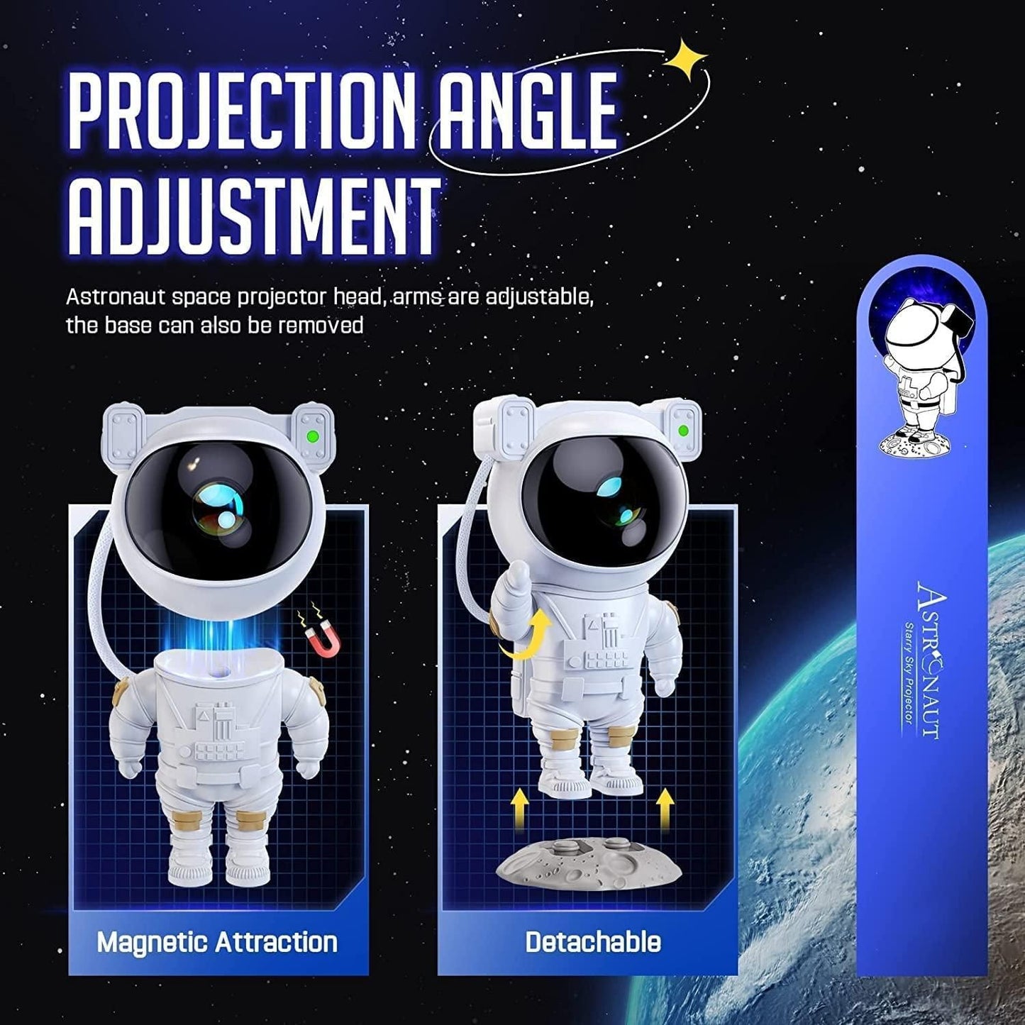 Astronaut Galaxy Projector - 360° Magnetic Head Rotation, Remote Control