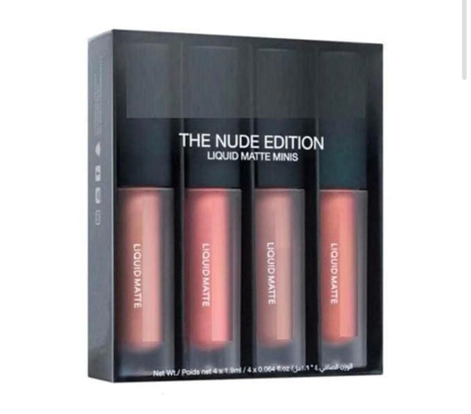 Nude Red Luxe Liquid Lipstick Set – 4 Velvet Matte Shades for Effortless Glam
