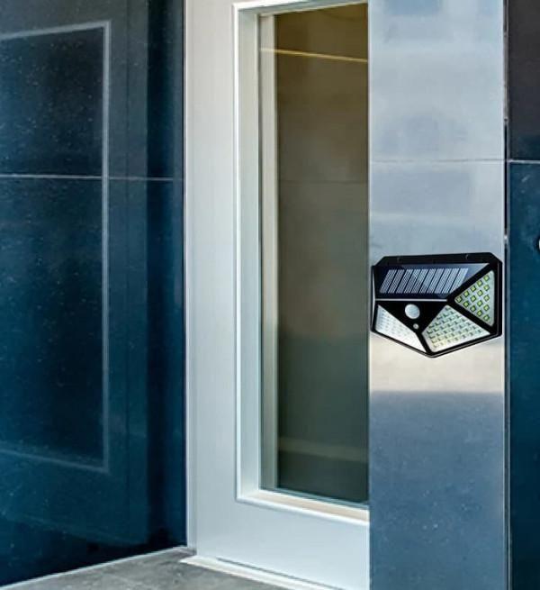 Bright Solar Wireless Security Motion Sensor Light – 100 LED 4-Sided Outdoor Night Guard