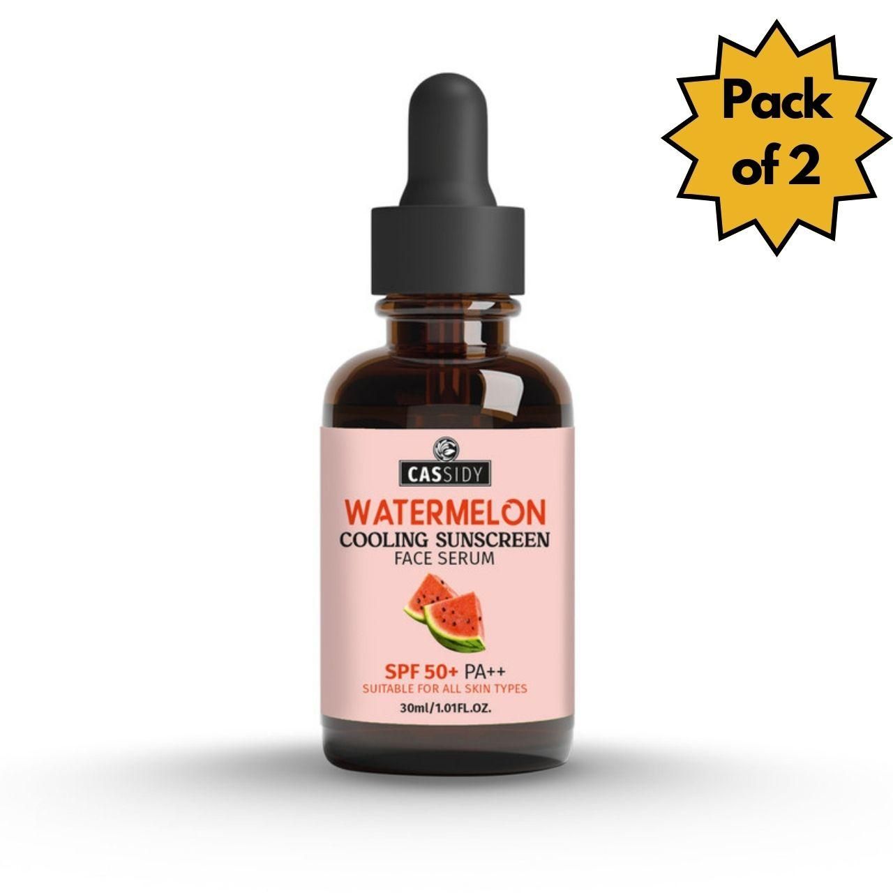 CASSIDY Watermelon Glow Cooling Sunscreen + Face Serum Duo – Hydrate, Protect & Shine (30ml x 2)