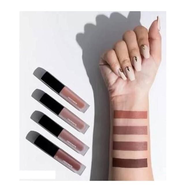 Nude Red Luxe Liquid Lipstick Set – 4 Velvet Matte Shades for Effortless Glam