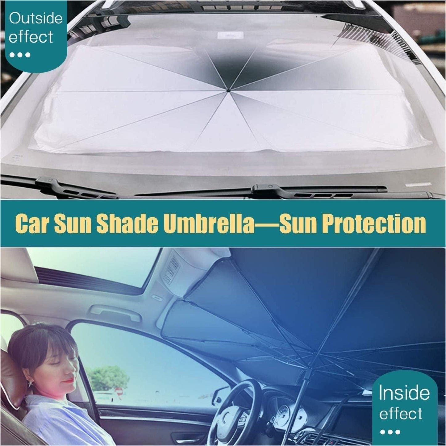 CoolShade Car Windshield Sun Shade Umbrella – Instant Heat Blocker & UV Defender