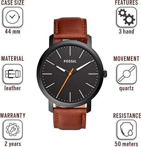 Fossil City Collection Unisex Analog Watch – Rose Gold Case with Brown Leather Strap (K2G226G6)