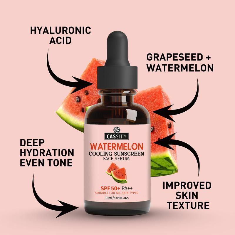 CASSIDY Watermelon Glow Cooling Sunscreen + Face Serum Duo – Hydrate, Protect & Shine (30ml x 2)