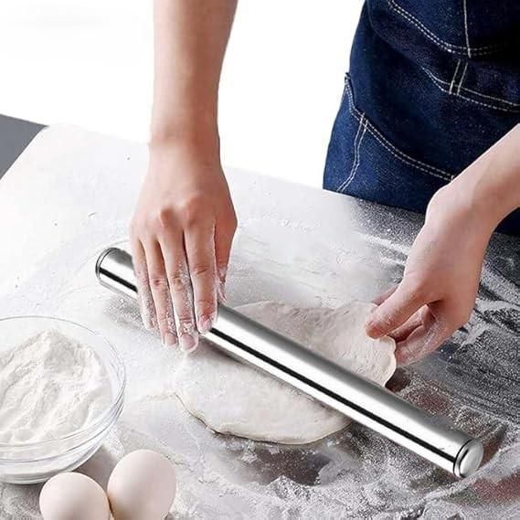 Bold & Sleek: Premium Stainless Steel Non-Stick Rolling Pin (Belan) – 31.8cm