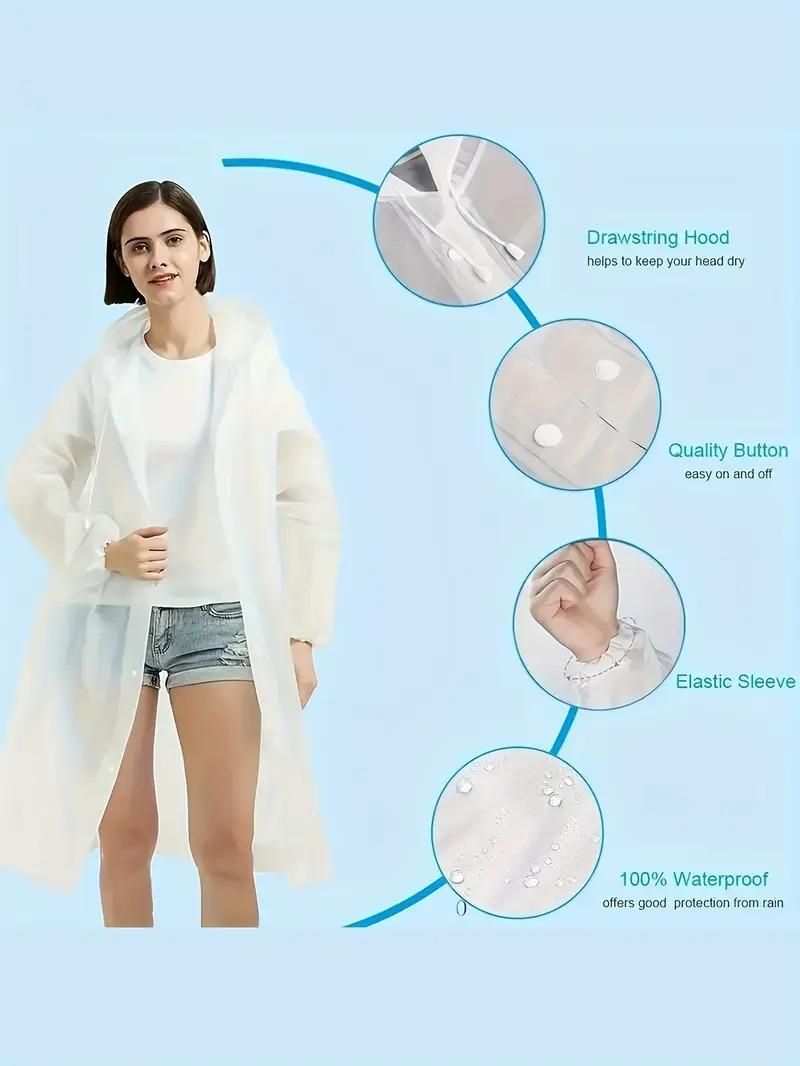 All-Weather Unisex Hooded Button Raincoat – Reusable, Stylish & Travel-Ready Protection for Adults