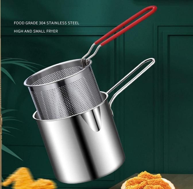 Premium Stainless Steel Deep Fryer Pot – Crispy Cooking Made Easy (20x20x15cm | 400g)