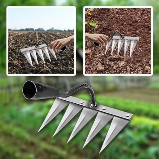 Premium 5 Teeth Carbon Steel Garden Weeding Tool – Effortless Soil Care & Weed Removal