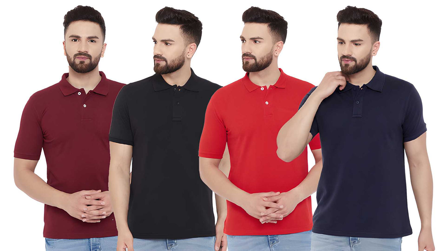 Upgrade Your Style with the Perfect Polo Pack – Set of 4 Premium Cotton Blend T-Shirts