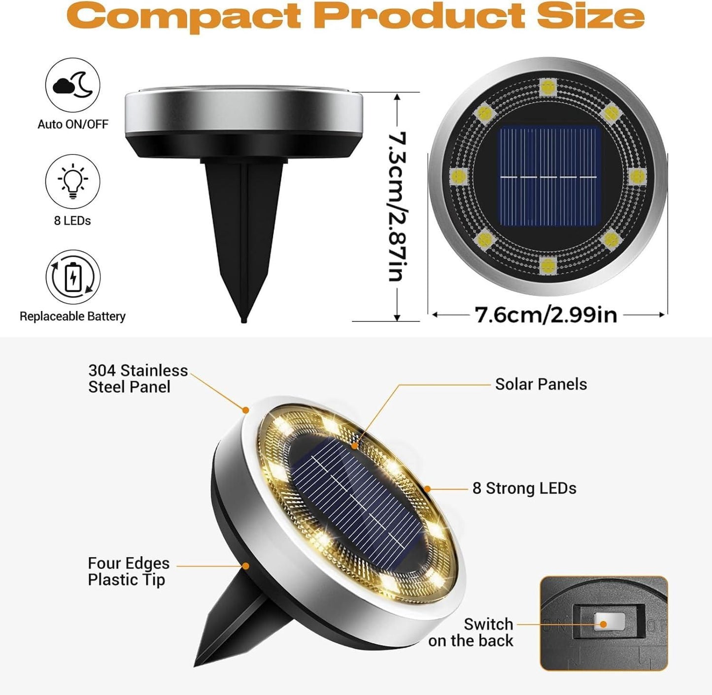 Solar Waterproof Ground Lights (Pack of 4) - Illuminate Your Outdoors with Solar Power