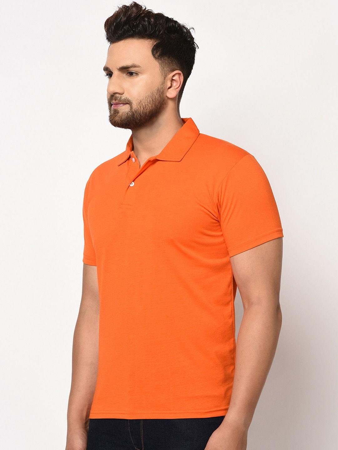 : Stylish Orange Cotton Blend Men's Polo T-Shirt – Perfect for Every Occasion