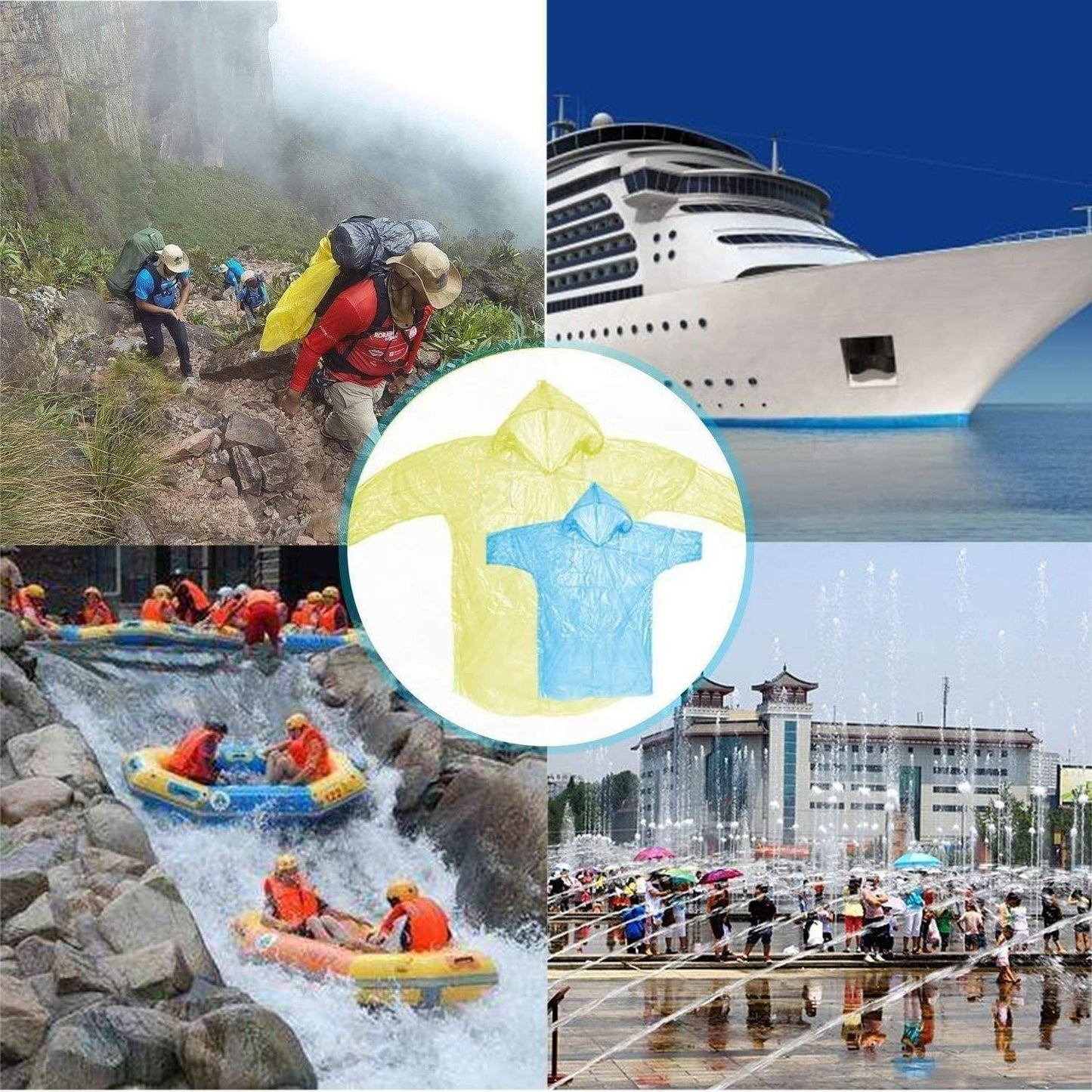 FULLY Reusable Wallet Rain Card – Pocket-Sized Emergency Raincoat for Adults (Set of 5, Multicolour)