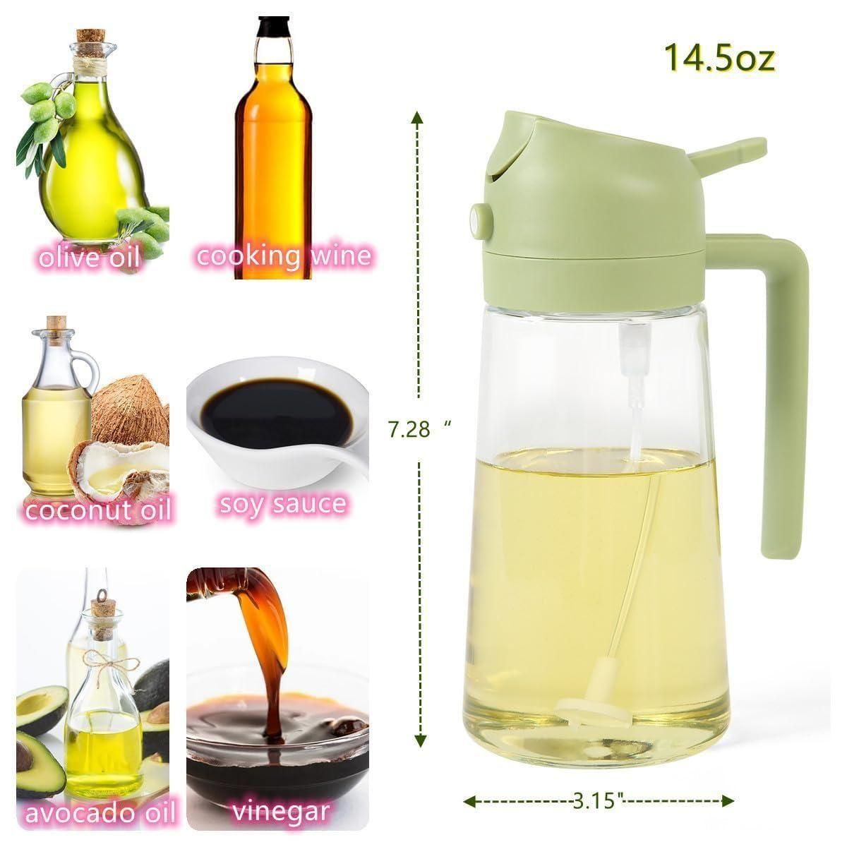 SmartMist 500ml Glass Oil Dispenser – Dual-Mode Spray & Pour for Effortless Cooking Control