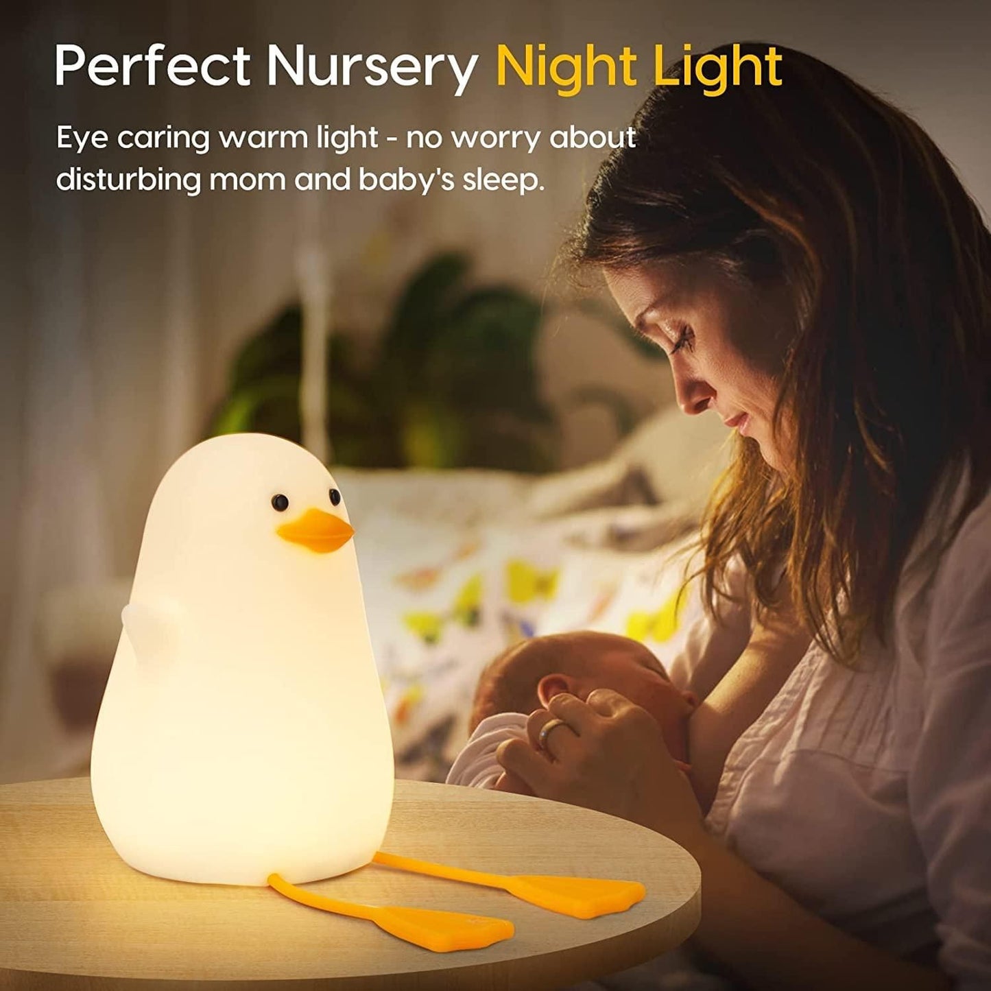 Adorable Duck Night Light Lamp – Soft Glow Touch Sensor Mood Light (Pack of 1)