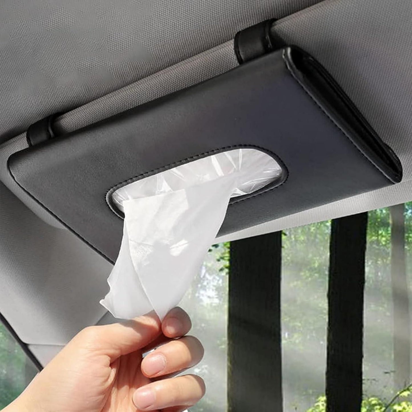 Automobile Car Sunshade Paper Towel Box - Stylish Faux Leather Car Accessory