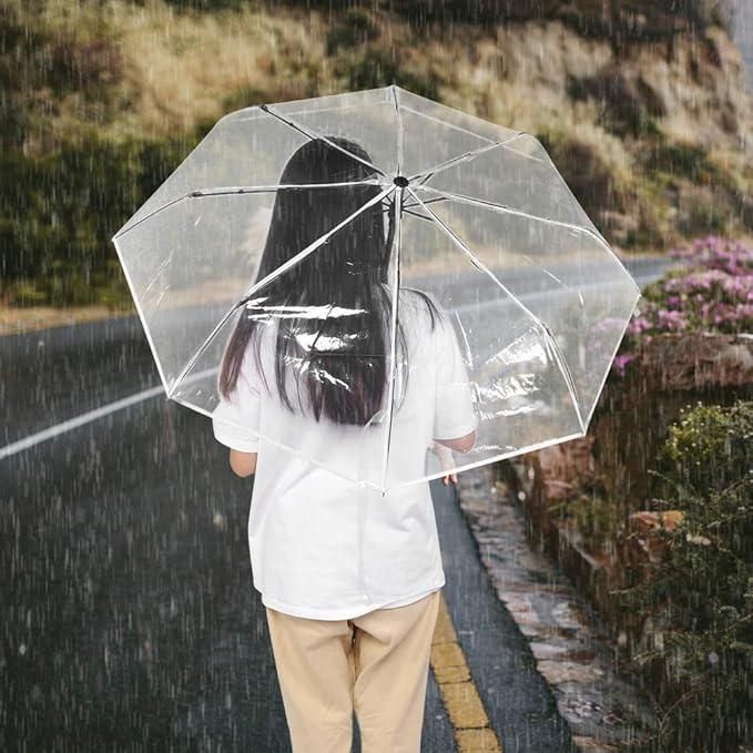 Clear Dome See-Through Umbrella – Windproof, Stylish & Transparent Rain Protection (Pack of 1)