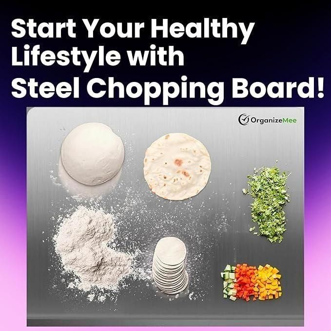 Premium Stainless Steel Chopping Board – Durable, Non-Porous Kitchen Essential (35x31cm)