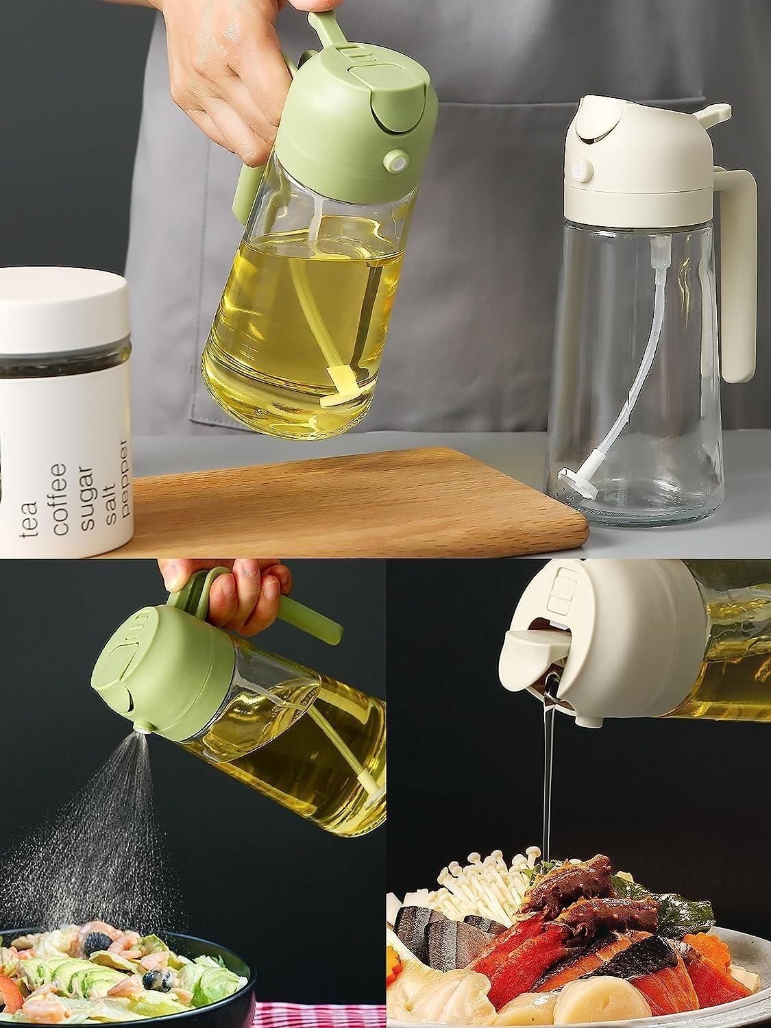 SmartMist 500ml Glass Oil Dispenser – Dual-Mode Spray & Pour for Effortless Cooking Control