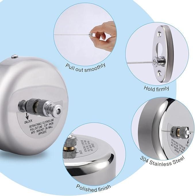Premium Stainless Steel Retractable Clothesline – Strong, Space-Saving Drying Solution (280cm Length)