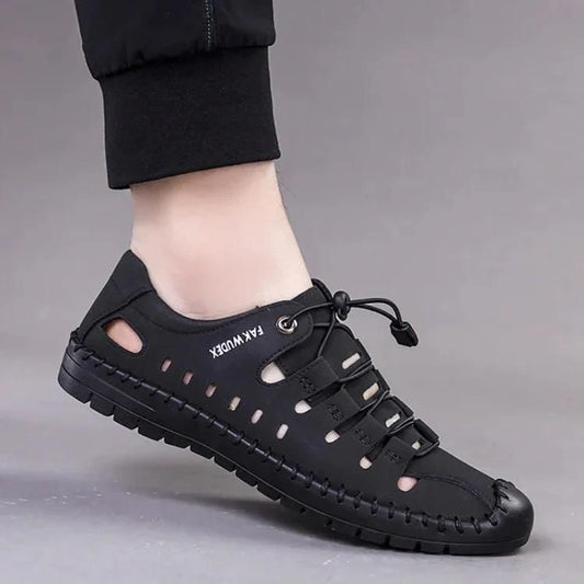 Men's Ultra-Stylish Casual Lace-Up Shoes – Effortless Comfort Meets Everyday Cool (Black, Synthetic Leather)