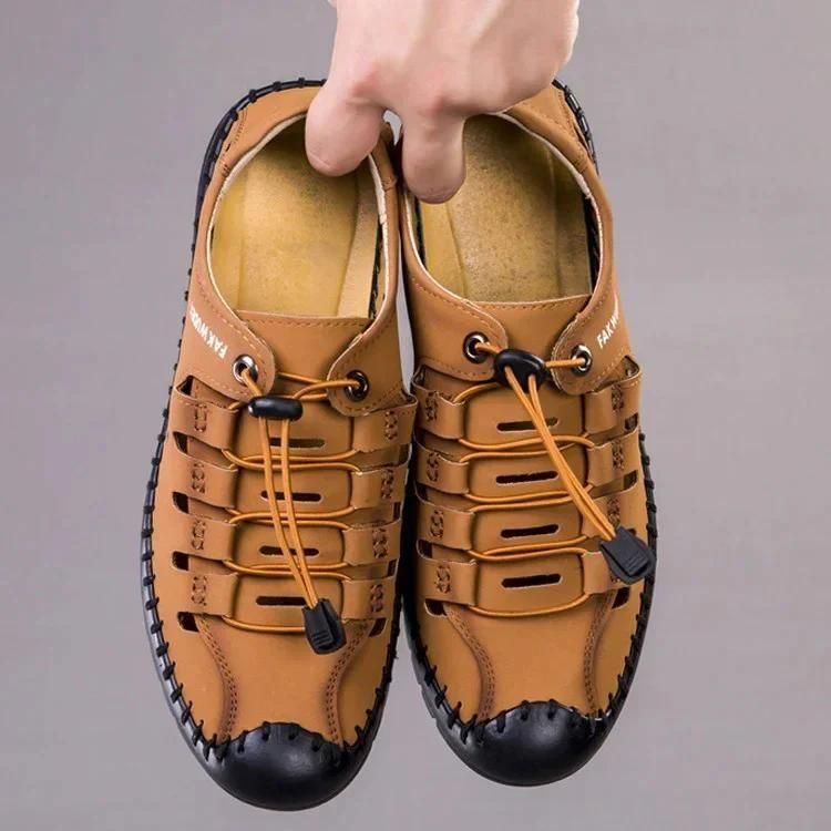 Men's Ultra-Stylish Casual Lace-Up Shoes – Effortless Style, Everyday Comfort (Black/Tan)